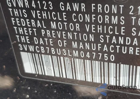 2020 Volkswagen Jetta 1.4T R-Line/1.4T S/1.4T Se from USA, damaged, VIN 3VWCB7BU3LM047750